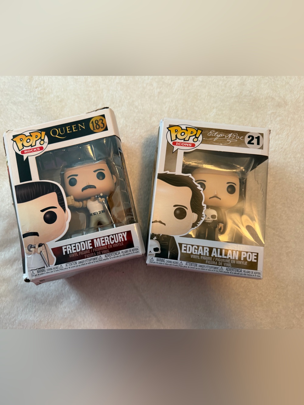 Funko Pop! Freddie Mercury & Edgar Allan Poe Vinyl Figures (White/Black)